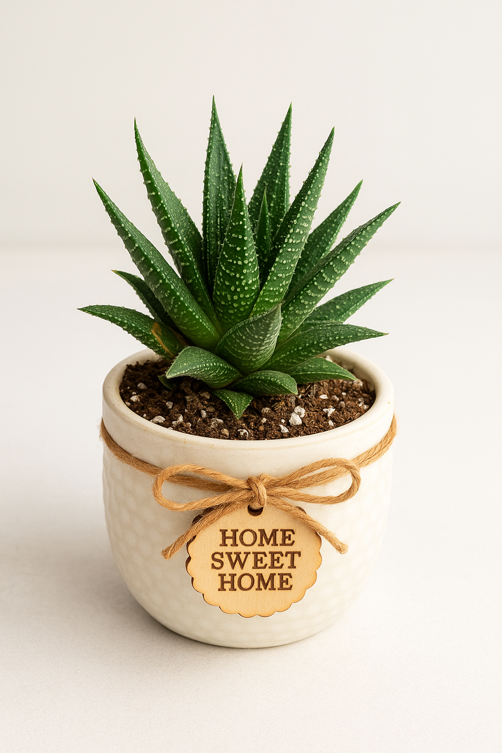 Zebra Haworthia (Haworthiopsis attenuata) with designer planter